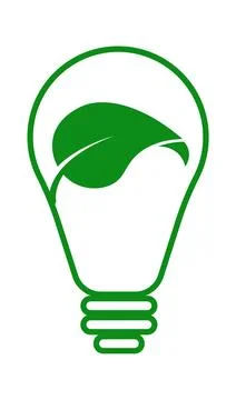 Minimal lightbulb icon with leaf inside vector symbol for ecological innovation Stock Illustration