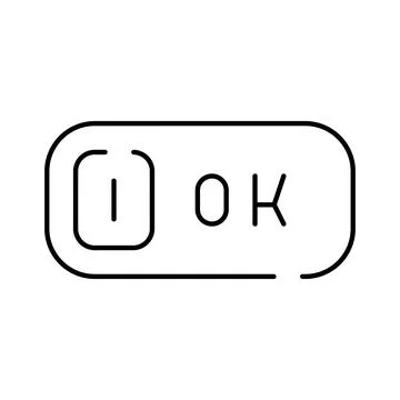 Minimal line art ok confirmation button icon Illustrazione stock