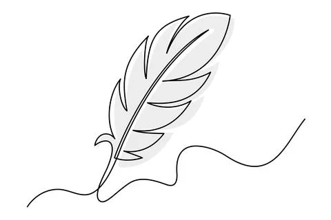 Minimal line art vector illustration of a feather with elegant continuous Stock Illustration