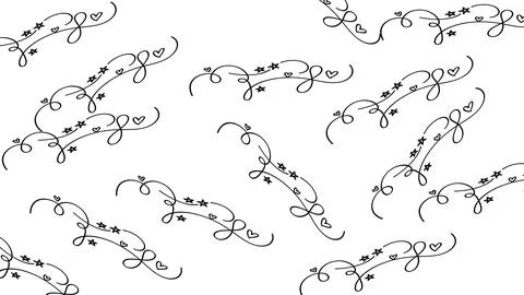 Minimal line doodle seamless pattern with hearts and stars, suitable for so.. Stock Illustration