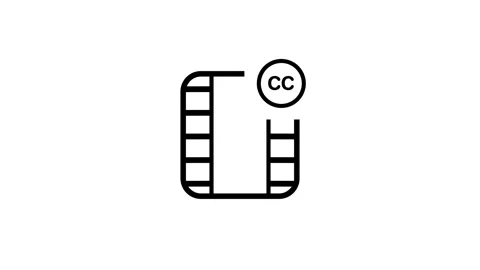 Minimal line icon with CC caption badge animation Stock Footage 335587568