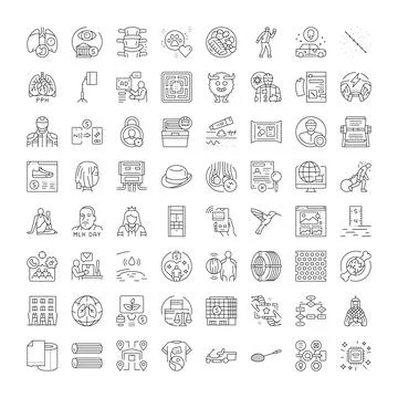Minimal line icon set illustration business and technology Stock Illustration