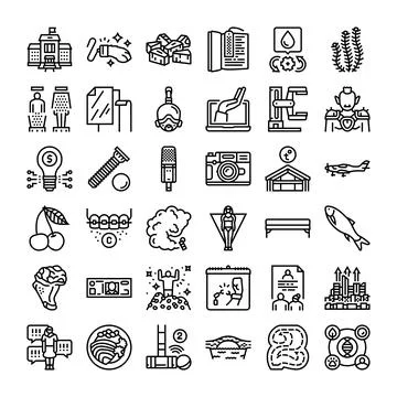 Minimal line icon set vector graphics compilation Illustrazione stock