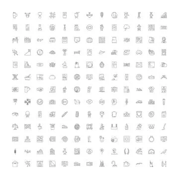Minimal line icon set for web and mobile design Stock Illustration