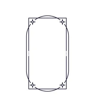 Minimal line rectangle frame, oval borders, stars 스톡 일러스트
