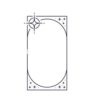 Minimal line rectangle frame, round borders, stars Stock Illustration