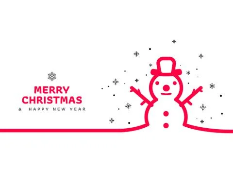 Minimal line Snowman background Stock Illustration