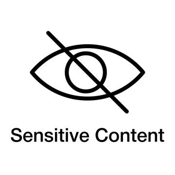 Minimal line-style sensitive content warning icon featuring an eye with a d.. Stock Illustration