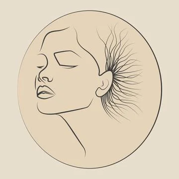 Minimal line vector woman. Linear glamour portrait woman. Stock Illustration