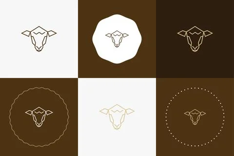 Minimal line versatile animal circle badge design Stock Illustration