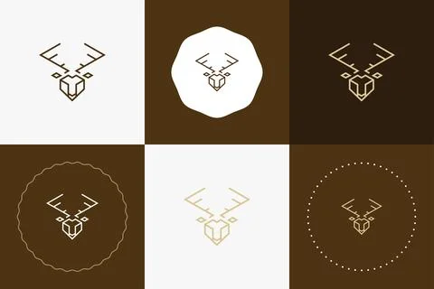 Minimal line versatile animal circle badge design Stock Illustration