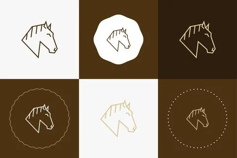 Minimal line versatile animal circle badge design Stock Illustration