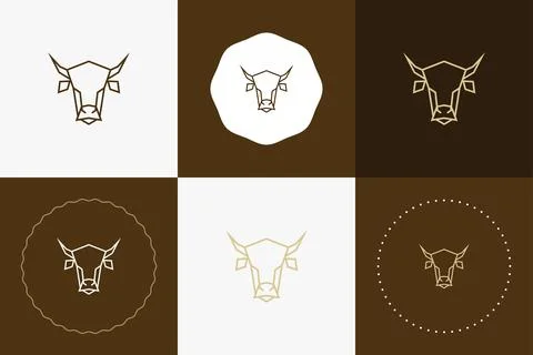 Minimal line versatile animal circle badge design Stock Illustration