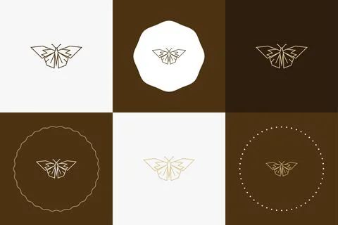 Minimal line versatile animal circle badge design Stock Illustration