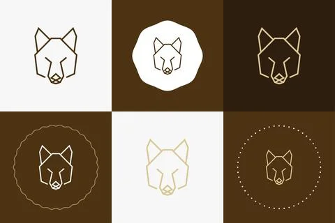Minimal line versatile animal circle badge design Stock Illustration
