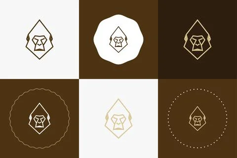 Minimal line versatile animal circle badge design Stock Illustration