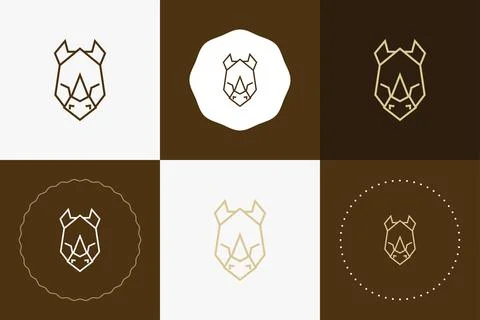 Minimal line versatile animal circle badge design Stock Illustration