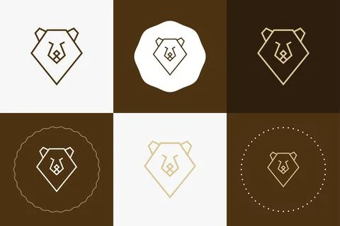 Minimal line versatile animal circle badge design Stock Illustration