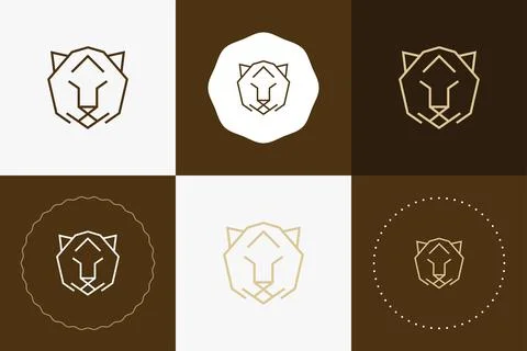 Minimal line versatile animal circle badge design Stock Illustration