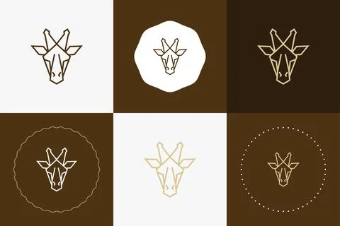 Minimal line versatile animal circle badge design Stock Illustration