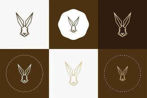Minimal line versatile animal circle badge design Stock Illustration