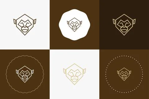 Minimal line versatile animal circle badge design Stock Illustration