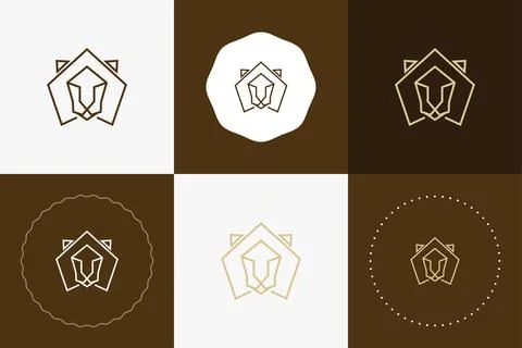 Minimal line versatile animal circle badge design Stock Illustration