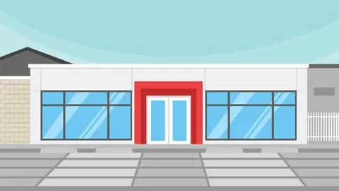 Minimal Linear Office Flat Design Illustration Exterior Stock Illustration