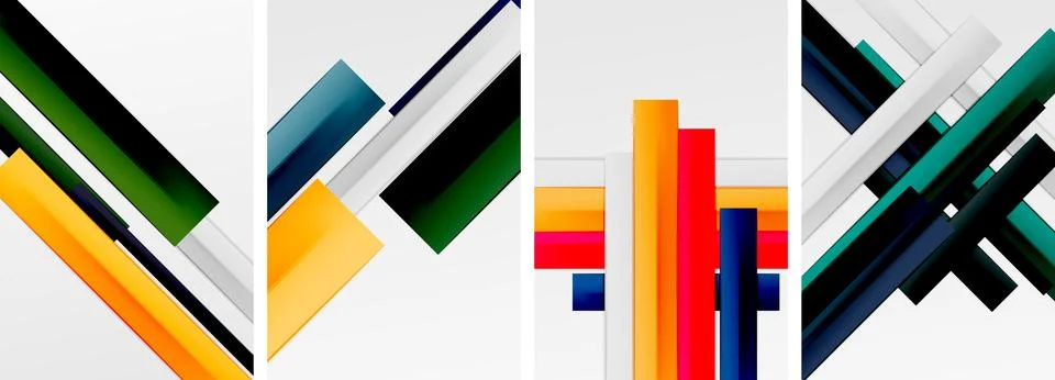 Minimal lines and color stripes poster abstract backgrounds. Vector illustration Stock Illustration