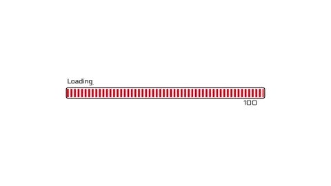 Minimal loading bar interface background red progress blocks, clean digital text Stock Footage 340413163