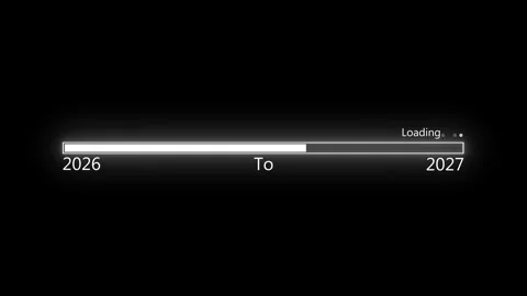 Minimal loading progress bar and years 2026 to 2027 animation, Loading bar .. Видео 337881713