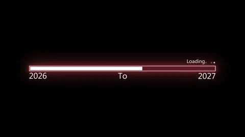 Minimal loading progress bar and years 2026 to 2027 animation, Loading bar .. Stock Footage 337881717