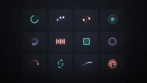 Minimal Loading Spinner Icons Set Grid Seamless Loop Stock Footage 347567656