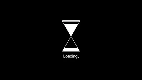 Minimal loading timer icon visual with white hourglass symbol, black empty backg Stock Footage 340549908