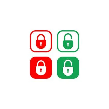 Minimal Lock Unlock button set. Padlock icon vector illustration with round.. Stock-Illustration