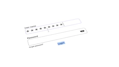 Minimal login interface username, password field, hidden visibility sign in butt Stock Footage 340557407