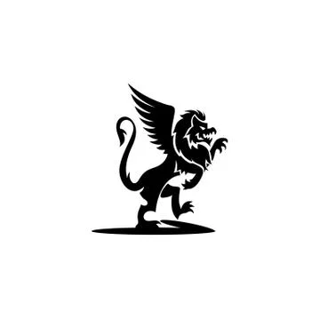 Minimal logo of black griffin vector illustration. Stock-Illustration