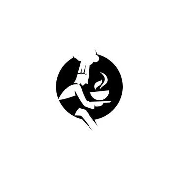 Minimal logo of chef with soup vector illustration Stock Illustration