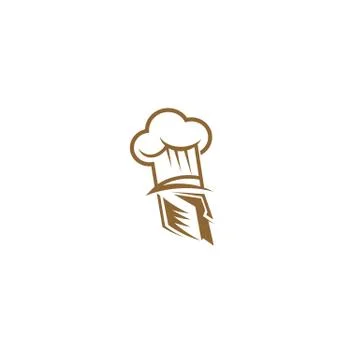 Minimal logo of chef warrior brown hat vector illustration. Illustrazione stock