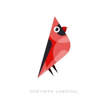 Minimal logo design of northern cardinal. Abstract bird with bright red plumage Stock Illustration