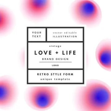 Minimal logo in frame on vector colorful background Stock Illustration