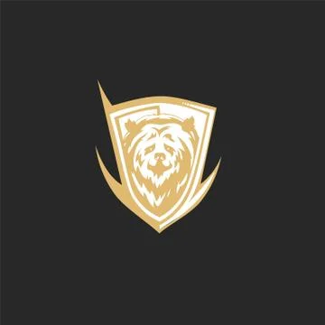 Minimal logo of golden bear vector illustration Stock Illustration