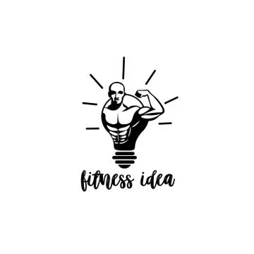 Minimal logo of a man being in bulb vector illustration Stock Illustration