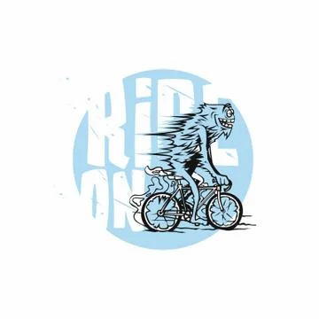 Minimal logo of ride on bicycle vector illustration. Stock Illustration