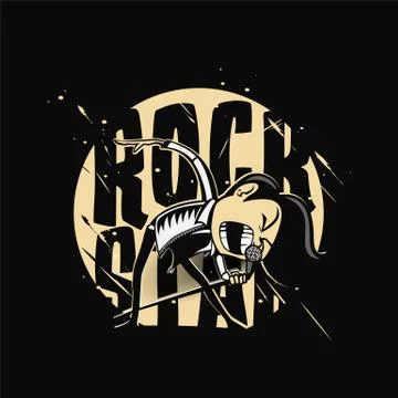 Minimal logo of rock star vector illustration design. Stock Illustration