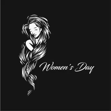 Minimal logo of womens day vector illustration design. Illustrazione stock