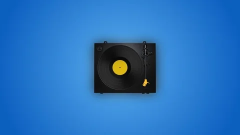 Minimal Loop Animation of a Vinyl Record Player Spinning Stock Footage 92673611