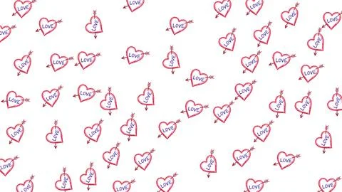 Minimal love doodles seamless pattern with repeating heart shapes and clean.. Stock Illustration
