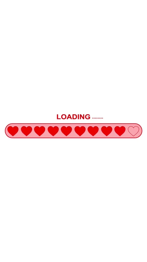 Minimal love loading interface heart meter, red outline icons, clean space moder Stock Footage 340414600