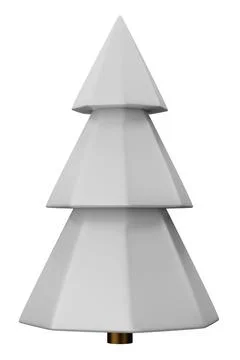 Minimal low poly 3d render christmas white tree isolated Stock Illustration